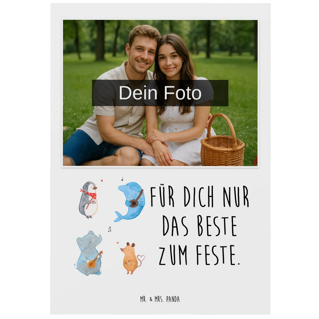 Personalized Photo Postcard Big tape Personalisierte Foto Postkarte, Tiermotive, Gute Laune, lustige Sprüche, Tiere, Hund, Pinguin, Maus, Elefant, Delfin, Gitarre, Band, Triangel, Musikanten, Musik