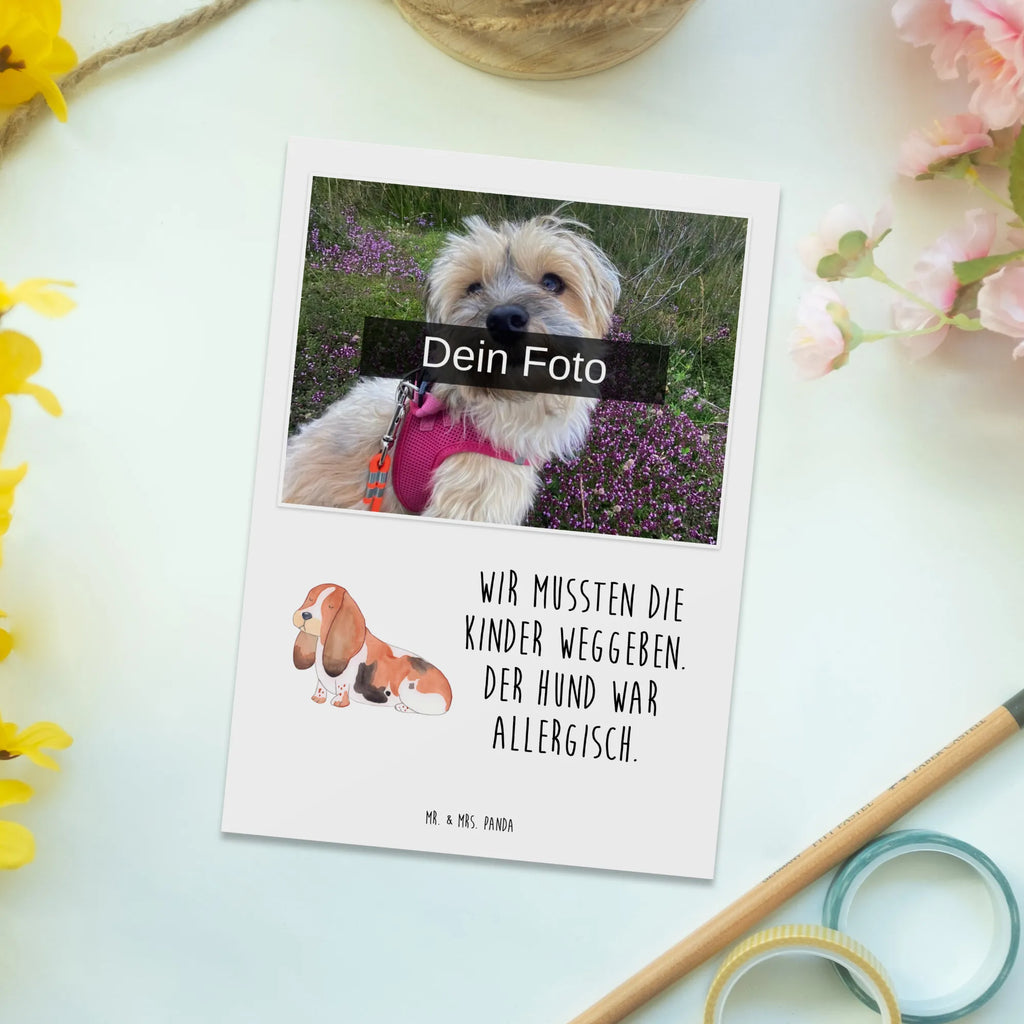 Personalisierte Foto Postkarte Hund Basset Hound Personalisierte Foto Postkarte, Hund, Hundemotiv, Haustier, Hunderasse, Tierliebhaber, Hundebesitzer, Sprüche, Basset Hound, Basset, Hundeliebe, kinderlos