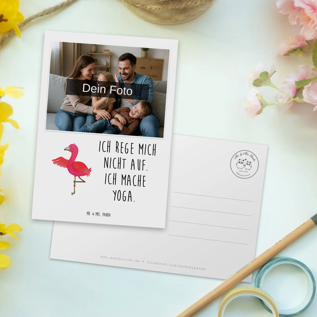 Personalized Photo Postcard flamingo yoga Personalisierte Foto Postkarte, Flamingo, Yoga, Tiefenentspannung, Yoga-Übung, Vogel, Ärger, Namaste, Aufregen, Achtsamkeit, Entspannung