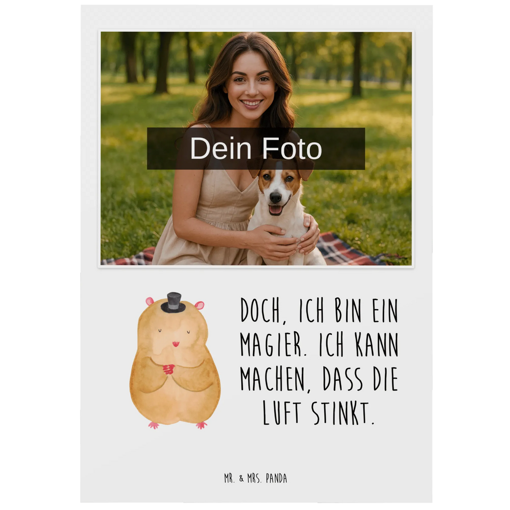Personalized Photo Postcard hamster cap Personalisierte Foto Postkarte, Tiermotive, Gute Laune, lustige Sprüche, Tiere, Hamster, Hut, Magier, Zylinder, Zwerghamster, Zauberer