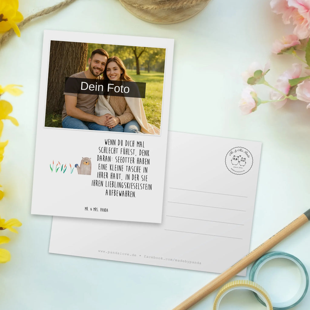 Personalisierte Foto Postkarte Otter Stein Personalisierte Foto Postkarte, Otter, Fischotter, Seeotter, Otter Seeotter See Otter