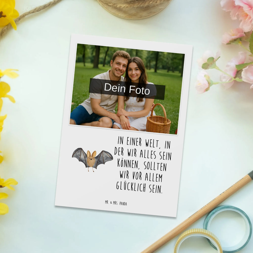 Personalisierte Foto Postkarte Fledermaus Flügel Personalisierte Foto Postkarte, Tiermotive, Gute Laune, lustige Sprüche, Tiere