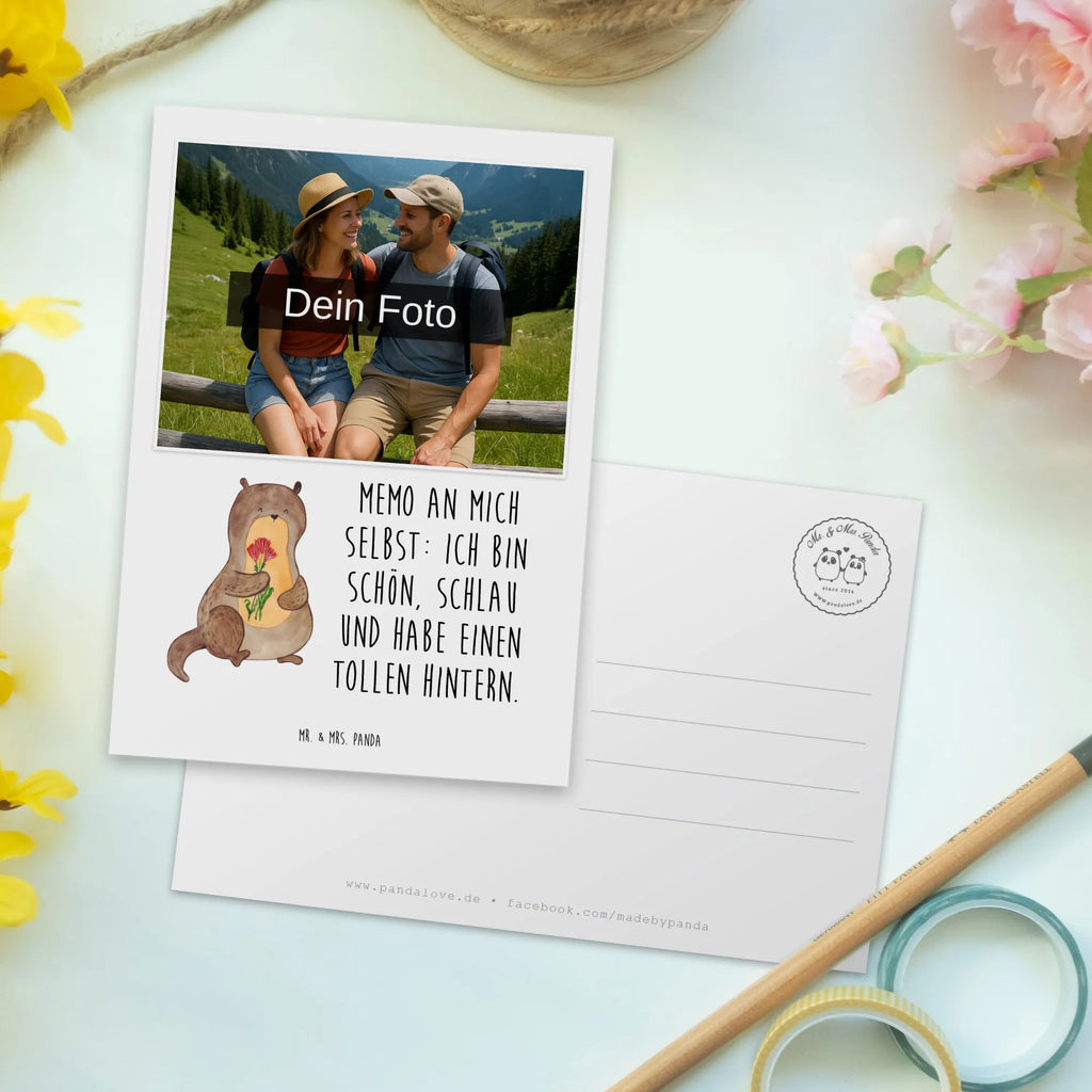 Personalized Photo Postcard otter Bunch of flowers Personalisierte Foto Postkarte, Otter, Fischotter, Seeotter, Otter Seeotter See Otter
