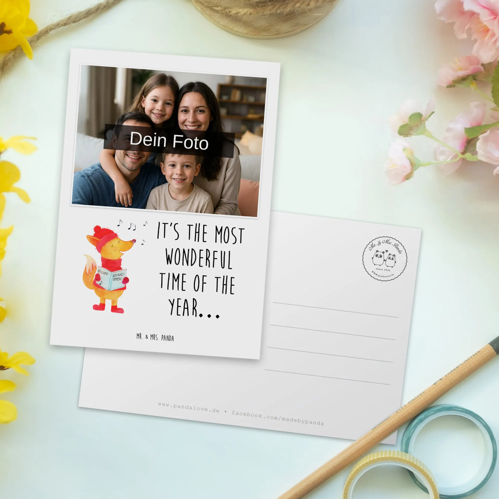 Personalisierte Foto Postkarte Fuchs Sänger Personalisierte Foto Postkarte, Winter, Weihnachten, Weihnachtsdeko, Nikolaus, Advent, Heiligabend, Wintermotiv, Fuchs, Füchse, Sänger, Geschenk Sänger, Singen, Weihnachtslieder