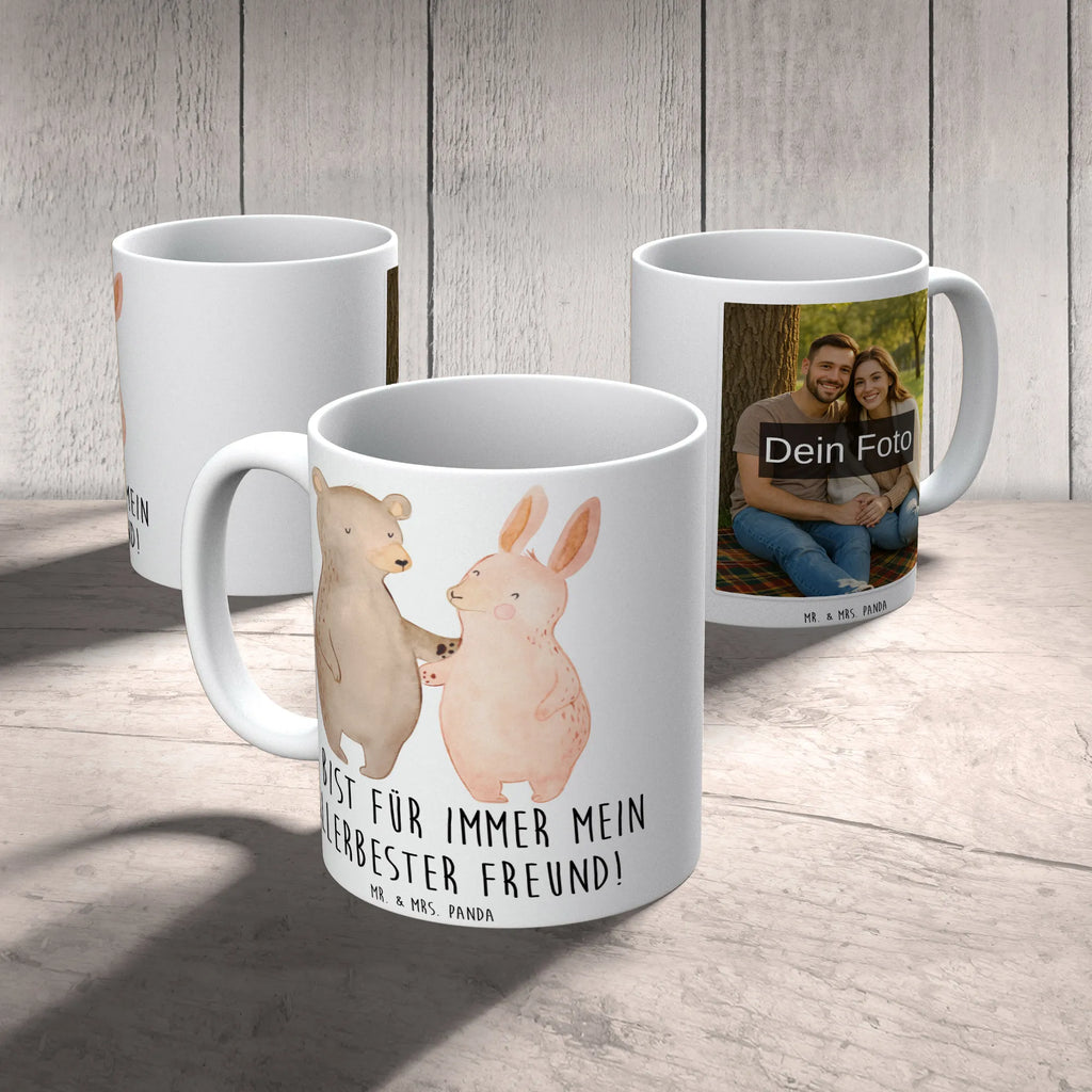 Personalisierte Foto Tasse Bär und Hase Umarmen Personalisierte Foto Tasse, Liebe, Partner, Freund, Freundin, Ehemann, Ehefrau, Heiraten, Verlobung, Heiratsantrag, Liebesgeschenk, Jahrestag, Hocheitstag, Bärchen, Hase, Bär, best friends, bester Freund, Freunde