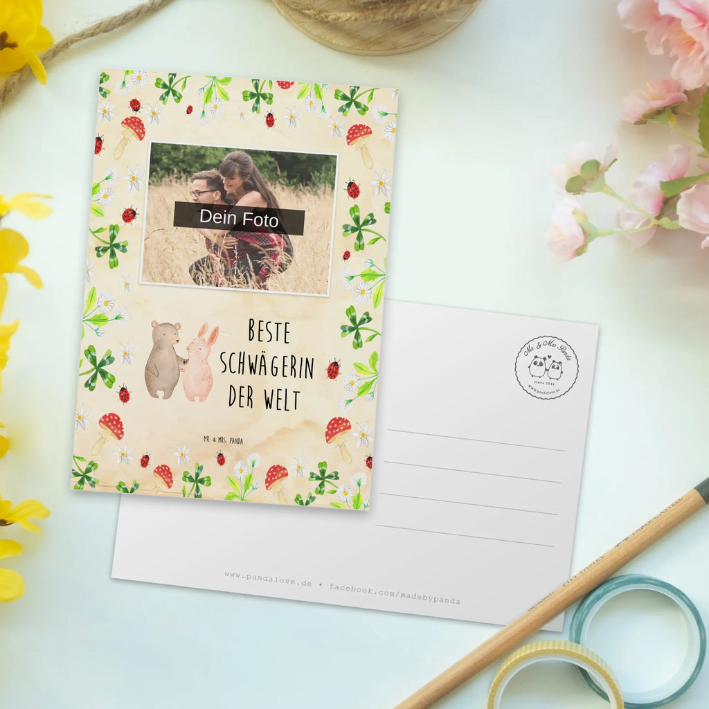 Personalized Photo Postcard Hare Best sister in law in the world Personalisierte Foto Postkarte, für, Dankeschön, Geschenk, Schenken, Geburtstag, Geburtstagsgeschenk, Geschenkidee, Danke, Bedanken, Mitbringsel, Freude machen, Geschenktipp, Schwägerin, Schwähgerin, Schwippschwägerin, Familie, Verwandtschaft, angeheiratet, Frau, Ehemann, Schwester, Ehefrau, Bruder, Partner