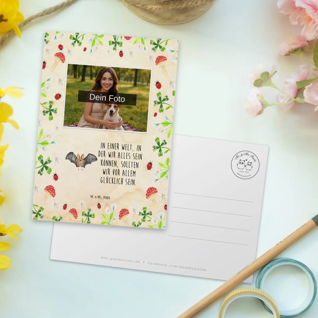 Personalisierte Foto Postkarte Fledermaus Flügel Personalisierte Foto Postkarte, Tiermotive, Gute Laune, lustige Sprüche, Tiere