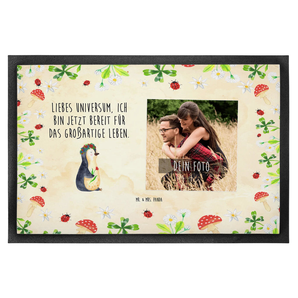 Personalisierte Foto Fußmatte Pinguin Blumen Personalisierte Foto Fußmatte, Pinguin, Motivation, Lebensziele, Wünsche, Universum, Liebeskummer, Blumenkranz, Lebenslust, Geschenkidee, Pinguine, Ziele, Leben