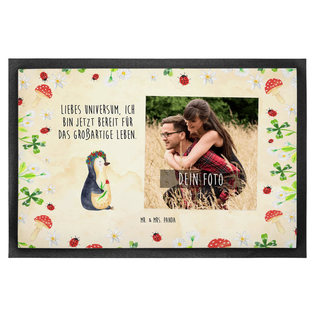 Personalisierte Foto Fußmatte Pinguin Blumen Personalisierte Foto Fußmatte, Pinguin, Motivation, Lebensziele, Wünsche, Universum, Liebeskummer, Blumenkranz, Lebenslust, Geschenkidee, Pinguine, Ziele, Leben