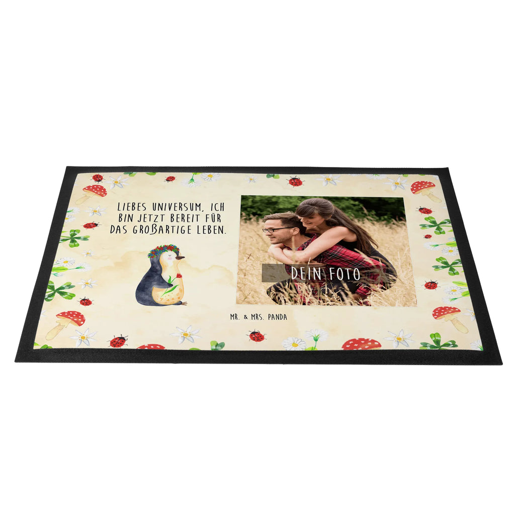 Personalisierte Foto Fußmatte Pinguin Blumen Personalisierte Foto Fußmatte, Pinguin, Motivation, Lebensziele, Wünsche, Universum, Liebeskummer, Blumenkranz, Lebenslust, Geschenkidee, Pinguine, Ziele, Leben