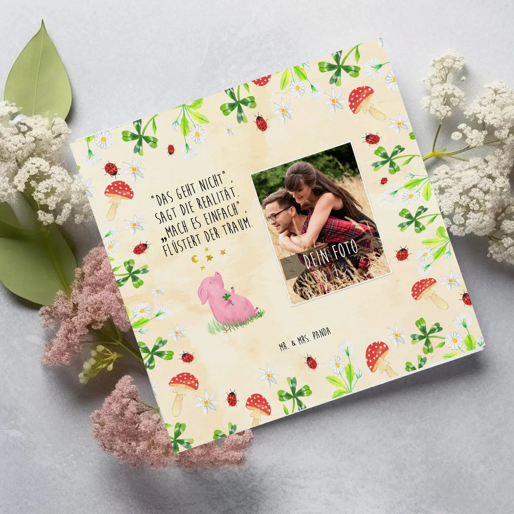 Personalized Photo Deluxe Card Pig Luck Personalisierte Foto Grußkarte, Tiermotive, Gute Laune, lustige Sprüche, Tiere, Glücksschwein. Glück, Schwein, Schweinchen, Sterne, Sernchen, Ziele, Träume, Motivation, Glücksbringer