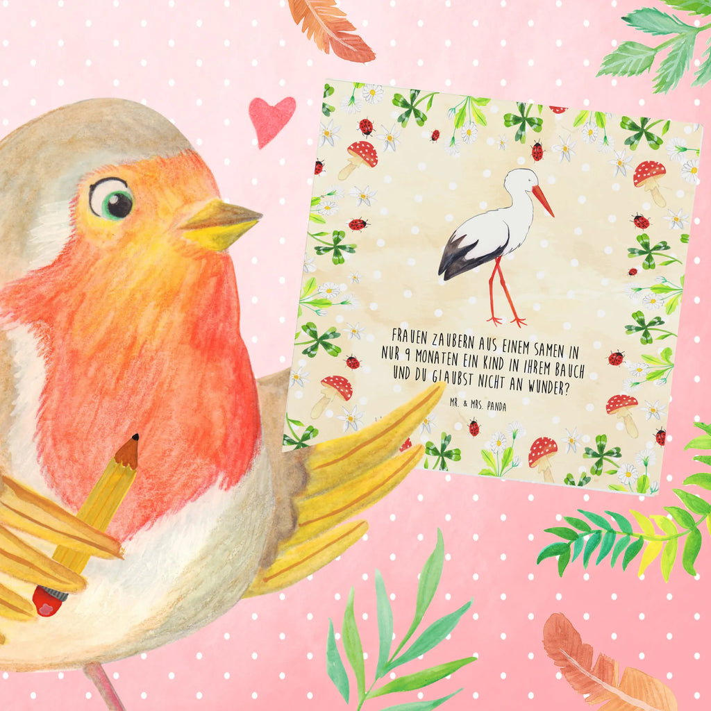 Deluxe Karte Storch Glückwunschkarte, Geburtstagskarte, Einladungskarte, Karte, Hochzeitskarte, Grußkarte, Hochwertige Grußkarte, Klappkarte, Hochwertige Klappkarte, Tiermotive, Gute Laune, lustige Sprüche, Tiere, Mutter, Mutter werden, Geburt, Storch, Mütter, Störche, Babybauch, Schwanger, Schwangerschaft, Baby
