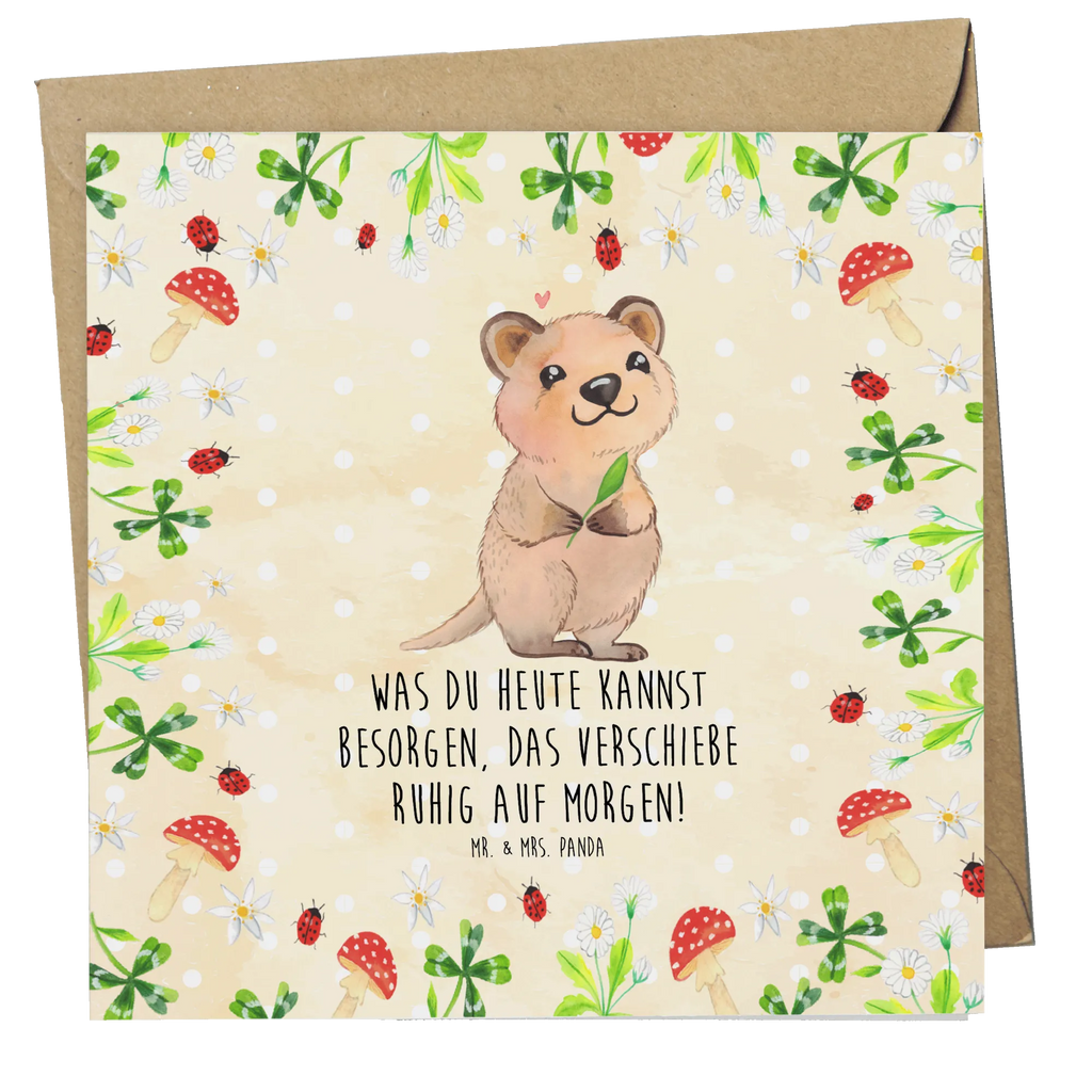 Deluxe Karte Quokka Happy Hochwertige Klappkarte, Hochzeitskarte, Karte, Einladungskarte, Grußkarte, Geburtstagskarte, Klappkarte, Glückwunschkarte, Hochwertige Grußkarte, Tiermotive, Gute Laune, lustige Sprüche, Tiere, Lustiger Spruch, Quokka, Dinge erledigen, Verschieben, Aufschieberitis, Niedliches Tier