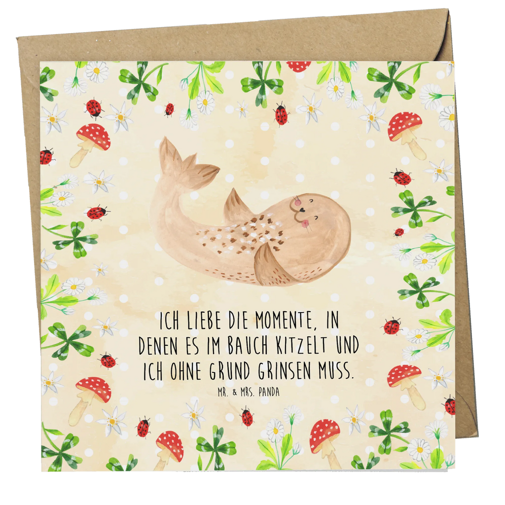 Deluxe Karte Robbe Liegen Hochzeitskarte, Grußkarte, Hochwertige Grußkarte, Hochwertige Klappkarte, Glückwunschkarte, Karte, Geburtstagskarte, Einladungskarte, Klappkarte, Tiermotive, Gute Laune, lustige Sprüche, Tiere, Meerestier, Lachen, Robben, Strand, Nordsee, Robbe, Ostsee, Freude, Seehund