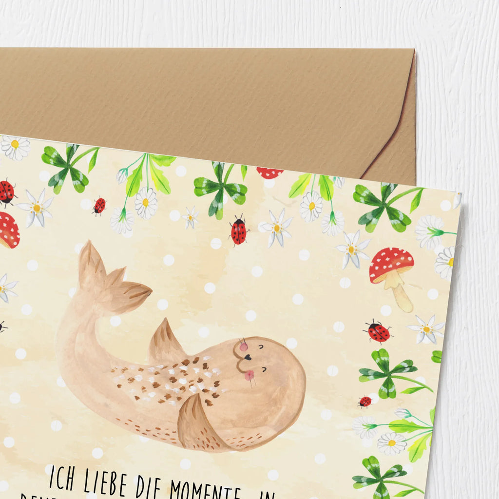 Deluxe Karte Robbe Liegen Hochzeitskarte, Grußkarte, Hochwertige Grußkarte, Hochwertige Klappkarte, Glückwunschkarte, Karte, Geburtstagskarte, Einladungskarte, Klappkarte, Tiermotive, Gute Laune, lustige Sprüche, Tiere, Meerestier, Lachen, Robben, Strand, Nordsee, Robbe, Ostsee, Freude, Seehund