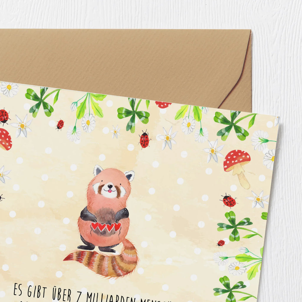 Deluxe Karte Roter Panda Hochzeitskarte, Glückwunschkarte, Grußkarte, Klappkarte, Einladungskarte, Geburtstagskarte, Karte, Hochwertige Grußkarte, Hochwertige Klappkarte, Tiermotive, Gute Laune, lustige Sprüche, Tiere, Liebe, Rot, Herz, Liebling, Panda, Lieblingsmensch