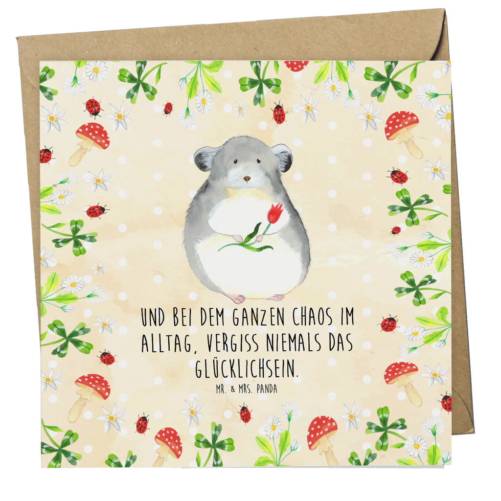 Deluxe Karte Chinchilla Blume Klappkarte, Hochwertige Klappkarte, Karte, Geburtstagskarte, Hochzeitskarte, Grußkarte, Glückwunschkarte, Einladungskarte, Hochwertige Grußkarte, Tiermotive, Gute Laune, lustige Sprüche, Tiere, Liebeskummer, Büroalltag, Chinchilla, Chaos, Glücklichsein, traurig sein, Chinchillas, Depressionen, Kummer, Büro