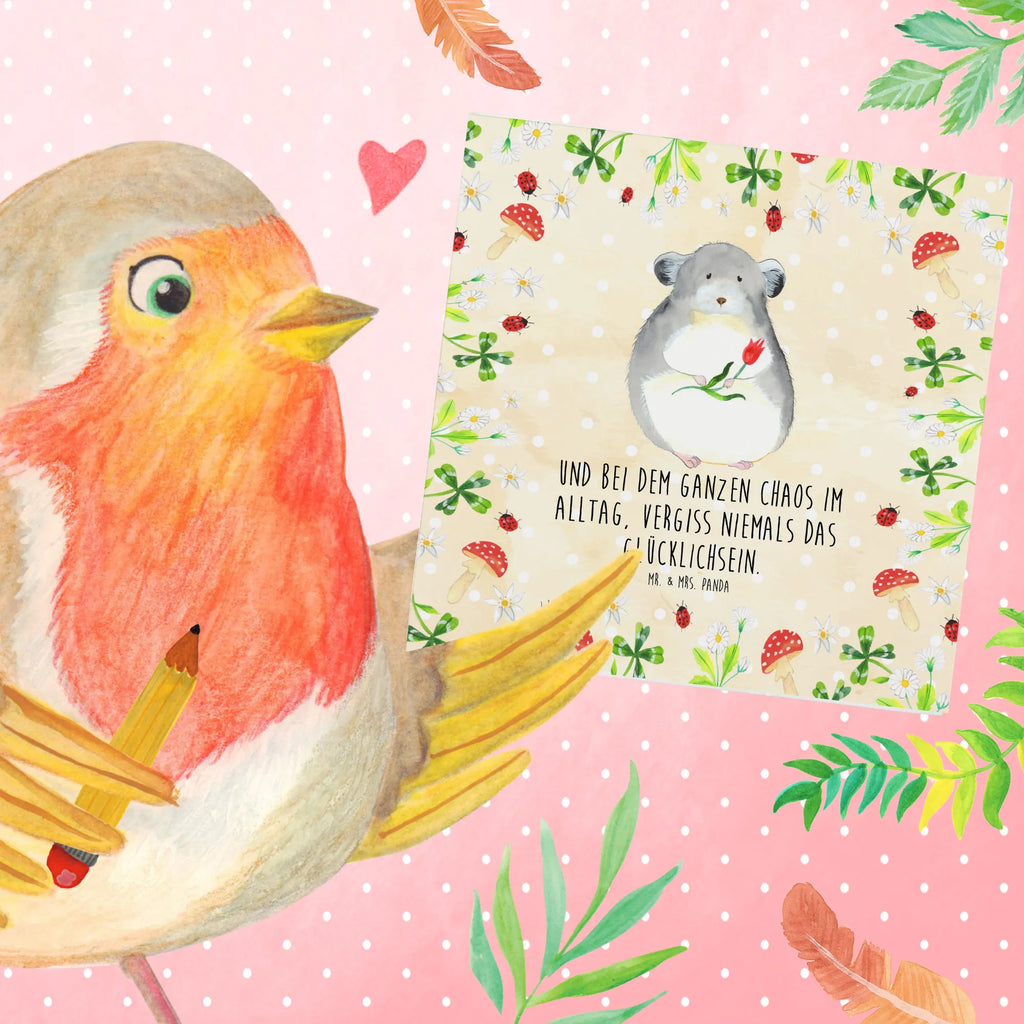 Deluxe Karte Chinchilla Blume Klappkarte, Hochwertige Klappkarte, Karte, Geburtstagskarte, Hochzeitskarte, Grußkarte, Glückwunschkarte, Einladungskarte, Hochwertige Grußkarte, Tiermotive, Gute Laune, lustige Sprüche, Tiere, Liebeskummer, Büroalltag, Chinchilla, Chaos, Glücklichsein, traurig sein, Chinchillas, Depressionen, Kummer, Büro