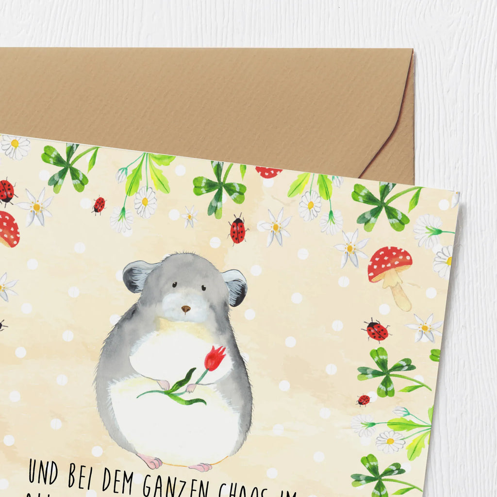 Deluxe Karte Chinchilla Blume Klappkarte, Hochwertige Klappkarte, Karte, Geburtstagskarte, Hochzeitskarte, Grußkarte, Glückwunschkarte, Einladungskarte, Hochwertige Grußkarte, Tiermotive, Gute Laune, lustige Sprüche, Tiere, Liebeskummer, Büroalltag, Chinchilla, Chaos, Glücklichsein, traurig sein, Chinchillas, Depressionen, Kummer, Büro