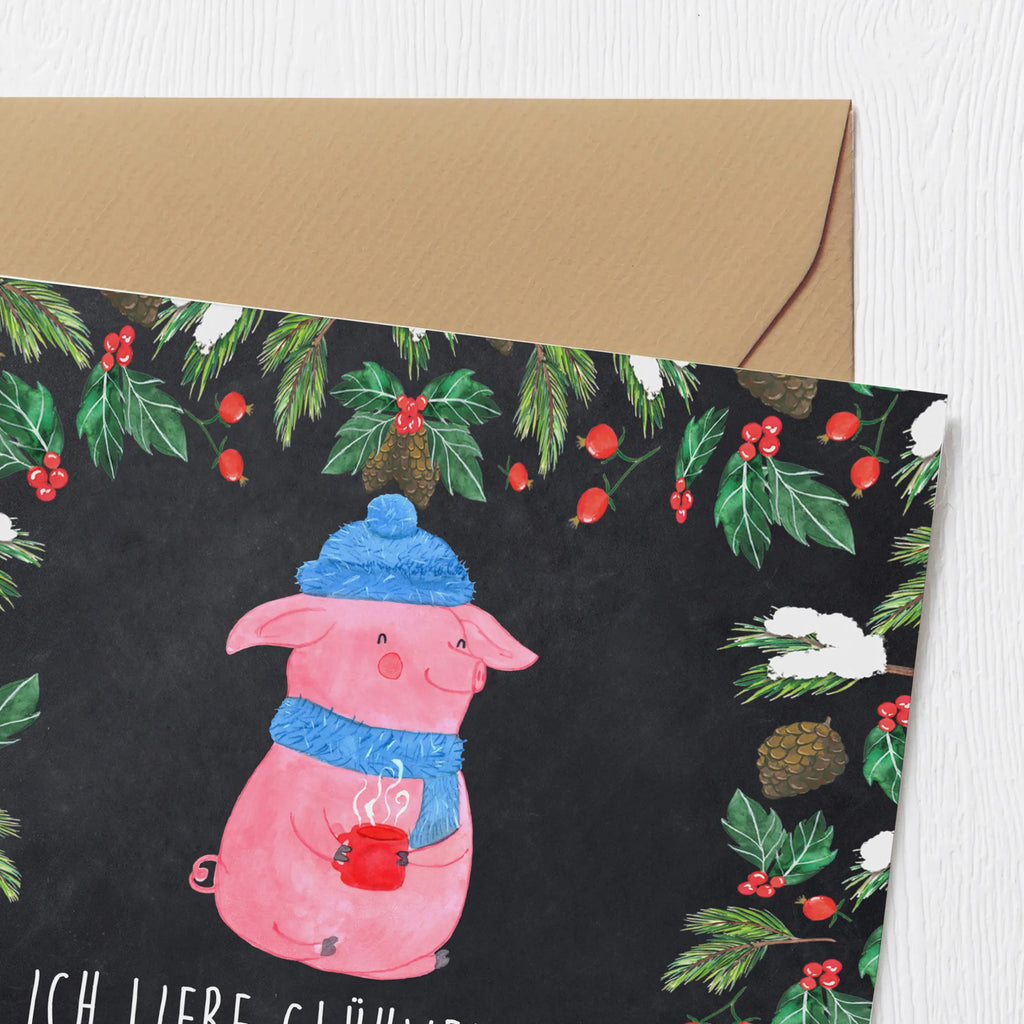 Deluxe Karte Schwein Glühwein Hochzeitskarte, Hochwertige Grußkarte, Einladungskarte, Hochwertige Klappkarte, Karte, Glückwunschkarte, Klappkarte, Geburtstagskarte, Grußkarte, Winter, Weihnachten, Weihnachtsdeko, Nikolaus, Advent, Heiligabend, Wintermotiv, Glühwein, Punsch, Weihnachtsmarkt, Glühschwein