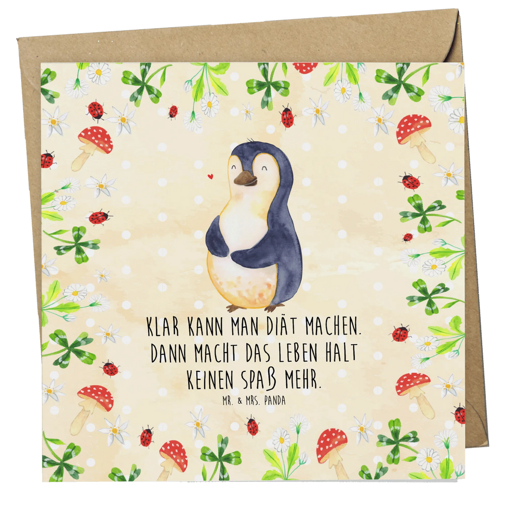 Deluxe Karte Pinguin Diät faltkarte, Klappkarte, Grußkarte, anlasskarte, Glückwunschkarte, doppelkarte, Pinguin, Motivation, Körperliebe, Abspecken, Abnehmen, Pinguine, Gewicht, Selbstrespekt, Diät, Selbstliebe