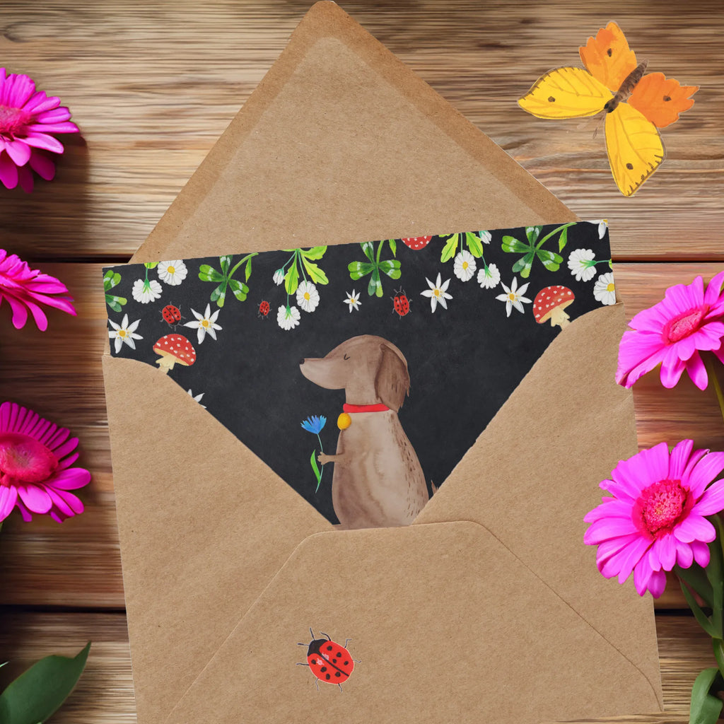Deluxe Karte Hund Blume Hochwertige Klappkarte, Karte, Grußkarte, Klappkarte, Glückwunschkarte, Hochwertige Grußkarte, Geburtstagskarte, Einladungskarte, Hochzeitskarte, Hund, Hundemotiv, Haustier, Hunderasse, Tierliebhaber, Hundebesitzer, Sprüche, Frauchen, Hundeliebe, Hunde