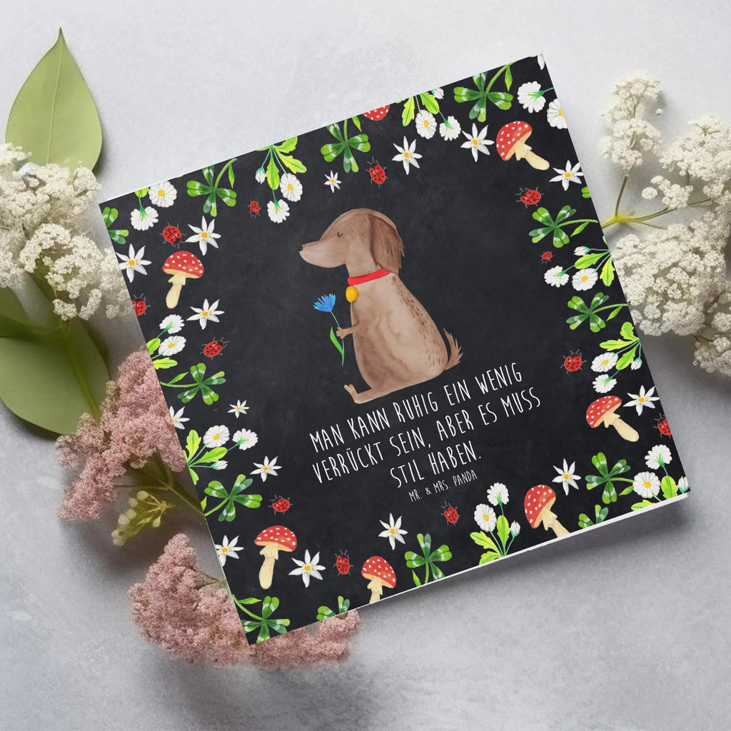 Deluxe Karte Hund Blume Hochwertige Klappkarte, Karte, Grußkarte, Klappkarte, Glückwunschkarte, Hochwertige Grußkarte, Geburtstagskarte, Einladungskarte, Hochzeitskarte, Hund, Hundemotiv, Haustier, Hunderasse, Tierliebhaber, Hundebesitzer, Sprüche, Frauchen, Hundeliebe, Hunde