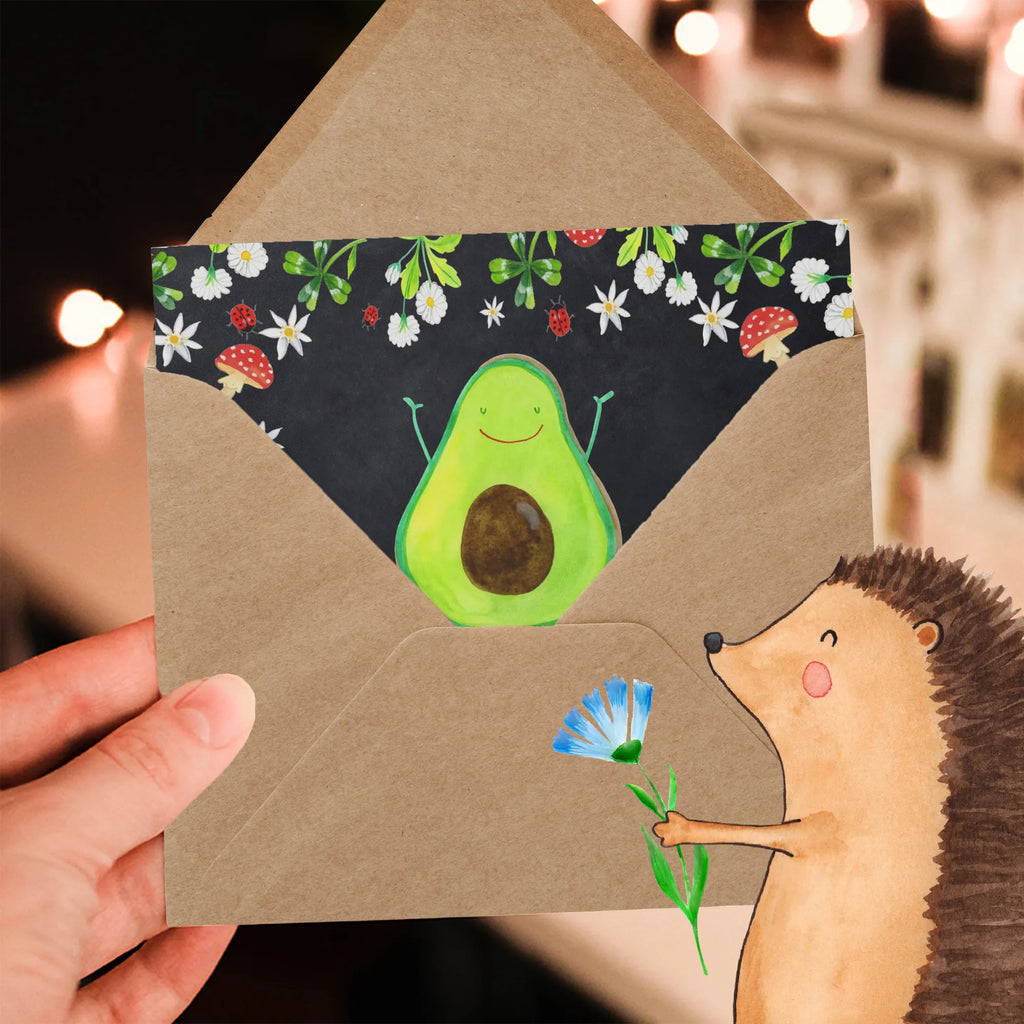 Deluxe Card avocado Happy Glückwunschkarte, Grußkarte, Einladungskarte, Hochwertige Grußkarte, Hochzeitskarte, Geburtstagskarte, Hochwertige Klappkarte, Karte, Klappkarte, Avocado, Veggie, Vegan, Gesund, Chaos