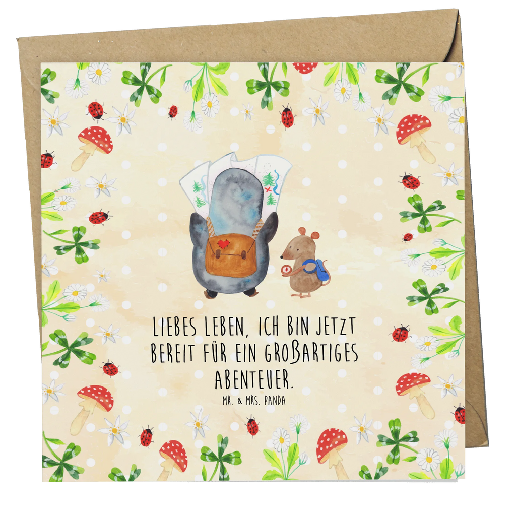 Deluxe Karte Pinguin & Maus Wanderer Hochwertige Klappkarte, Hochwertige Grußkarte, Karte, Hochzeitskarte, Klappkarte, Glückwunschkarte, Grußkarte, Einladungskarte, Geburtstagskarte, Pinguin, Wanderlust, Roadtrip, wandern, Abenteuer, Pinguine, Abenteurer, Ausflug