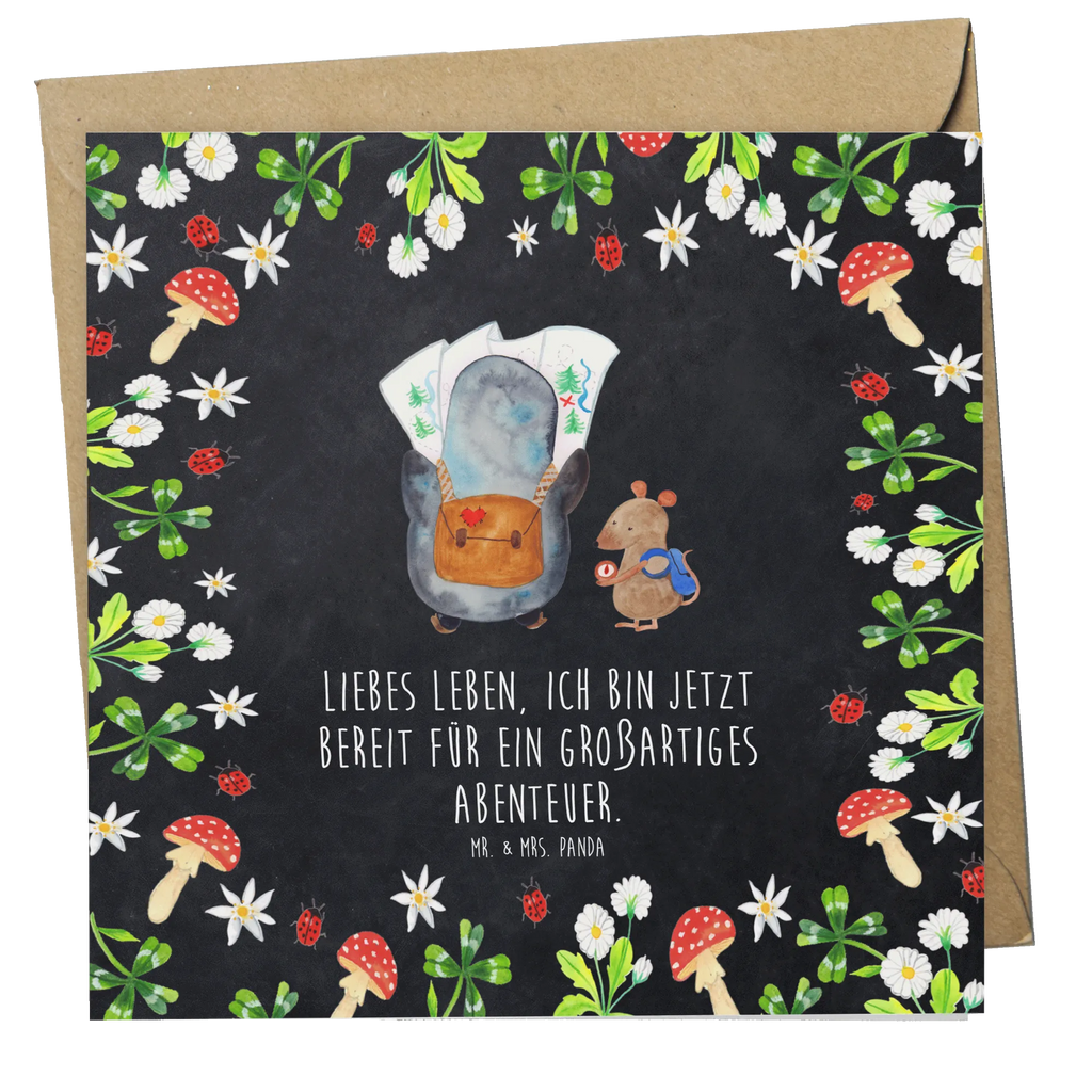 Deluxe Karte Pinguin & Maus Wanderer Hochwertige Klappkarte, Hochwertige Grußkarte, Karte, Hochzeitskarte, Klappkarte, Glückwunschkarte, Grußkarte, Einladungskarte, Geburtstagskarte, Pinguin, Wanderlust, Roadtrip, wandern, Abenteuer, Pinguine, Abenteurer, Ausflug