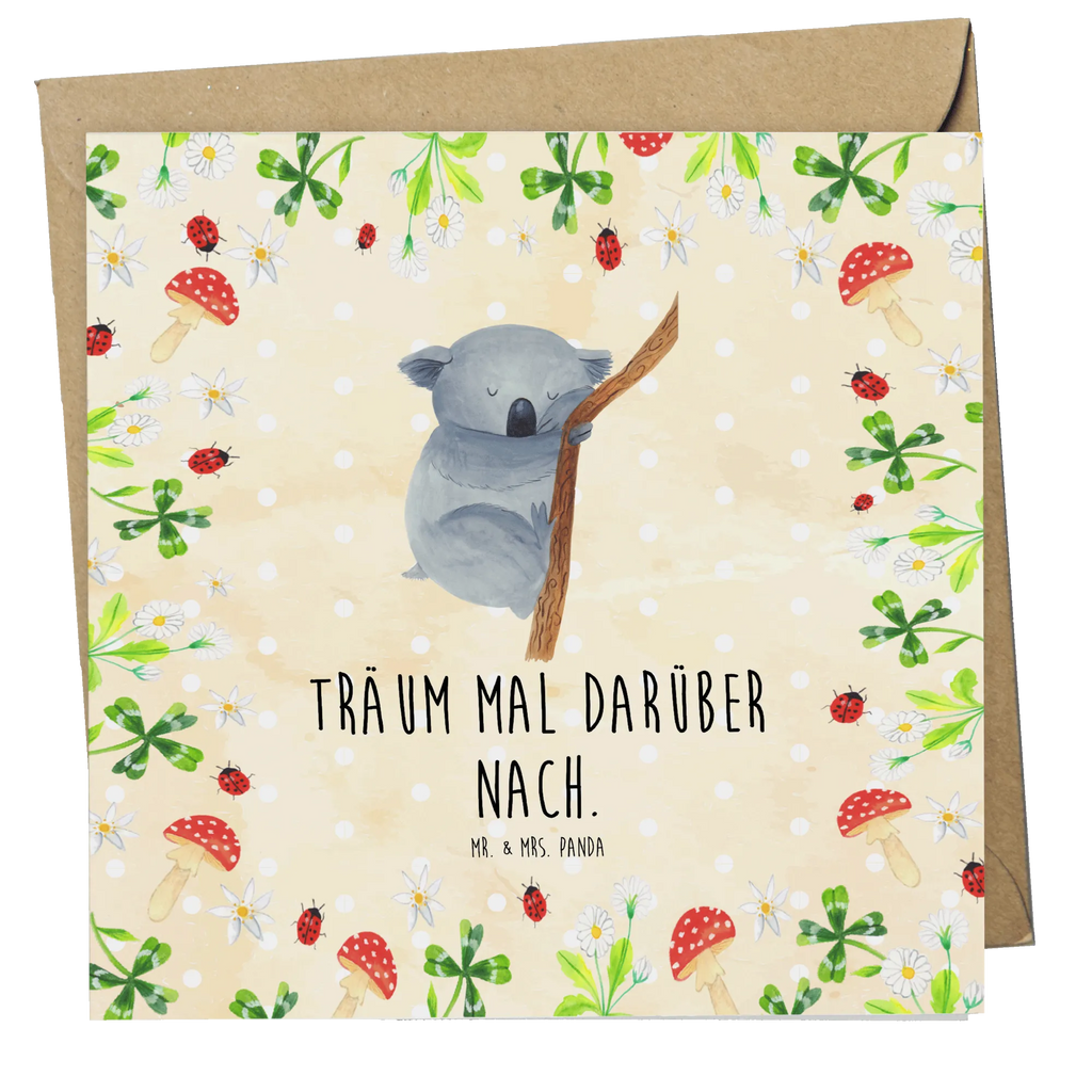 Deluxe Karte Koalabär Geburtstagskarte, Klappkarte, Grußkarte, Karte, Hochwertige Klappkarte, Einladungskarte, Glückwunschkarte, Hochzeitskarte, Hochwertige Grußkarte, Tiermotive, Gute Laune, lustige Sprüche, Tiere, träumen, Koala, Koalabär, Traum, schlafen, Schlafzimmer, Traumland, Bär
