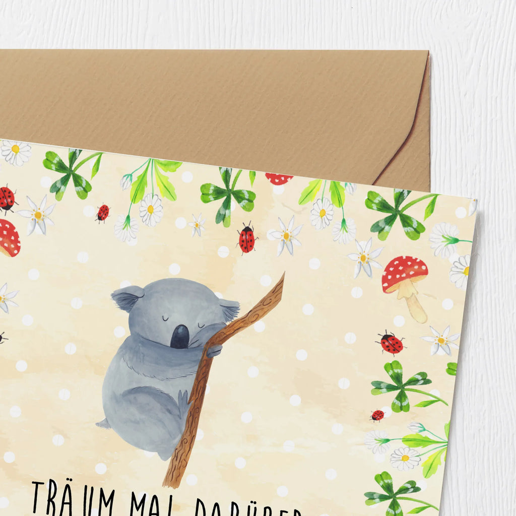 Deluxe Karte Koalabär Geburtstagskarte, Klappkarte, Grußkarte, Karte, Hochwertige Klappkarte, Einladungskarte, Glückwunschkarte, Hochzeitskarte, Hochwertige Grußkarte, Tiermotive, Gute Laune, lustige Sprüche, Tiere, träumen, Koala, Koalabär, Traum, schlafen, Schlafzimmer, Traumland, Bär