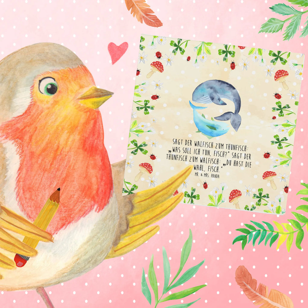 Deluxe Karte Walfisch Thunfisch Hochwertige Grußkarte, Karte, Hochzeitskarte, Geburtstagskarte, Klappkarte, Glückwunschkarte, Einladungskarte, Grußkarte, Hochwertige Klappkarte, Tiermotive, Gute Laune, lustige Sprüche, Tiere, Spruch lustig, Wal, Spruch des Tages, Flachwitz, Tunfisch, Witz, Wortwitz lustig, Wahl, Flachwitz Geschenk