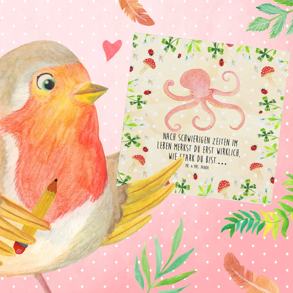 Deluxe Karte Tintenfisch Klappkarte, Hochwertige Klappkarte, Karte, Grußkarte, Einladungskarte, Hochwertige Grußkarte, Glückwunschkarte, Hochzeitskarte, Geburtstagskarte, Tiermotive, Gute Laune, lustige Sprüche, Tiere, Ozean, Meerestier, Wasser, Krake, Tintenfisch, Meer, Arme