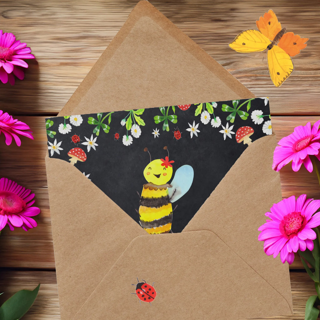 Deluxe Karte Biene Happy Klappkarte, Grußkarte, Hochzeitskarte, Hochwertige Grußkarte, Karte, Geburtstagskarte, Einladungskarte, Hochwertige Klappkarte, Glückwunschkarte, Biene, Wespe, Hummel