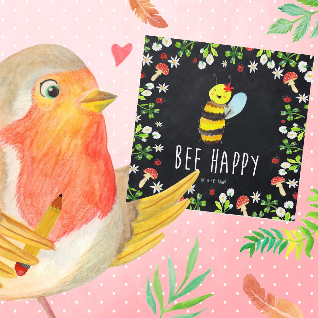 Deluxe Karte Biene Happy Klappkarte, Grußkarte, Hochzeitskarte, Hochwertige Grußkarte, Karte, Geburtstagskarte, Einladungskarte, Hochwertige Klappkarte, Glückwunschkarte, Biene, Wespe, Hummel