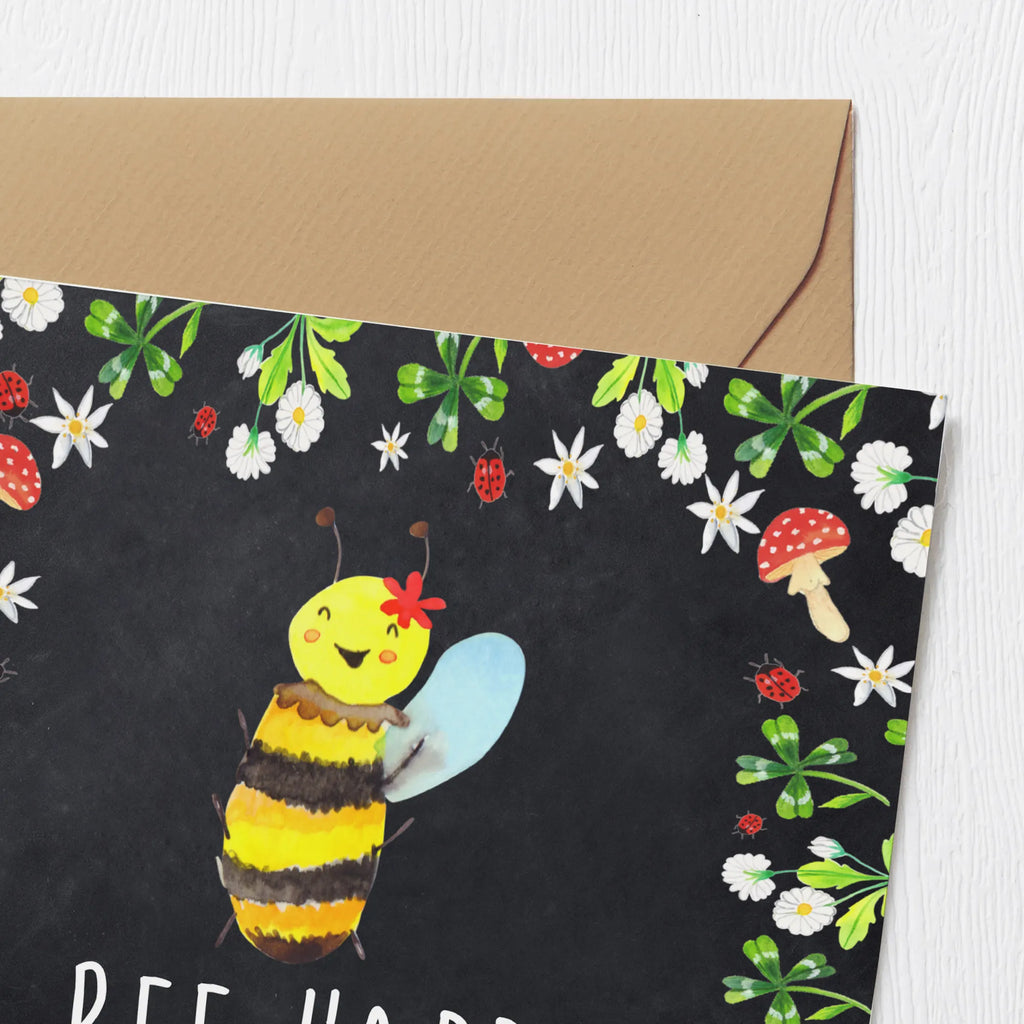 Deluxe Karte Biene Happy Klappkarte, Grußkarte, Hochzeitskarte, Hochwertige Grußkarte, Karte, Geburtstagskarte, Einladungskarte, Hochwertige Klappkarte, Glückwunschkarte, Biene, Wespe, Hummel