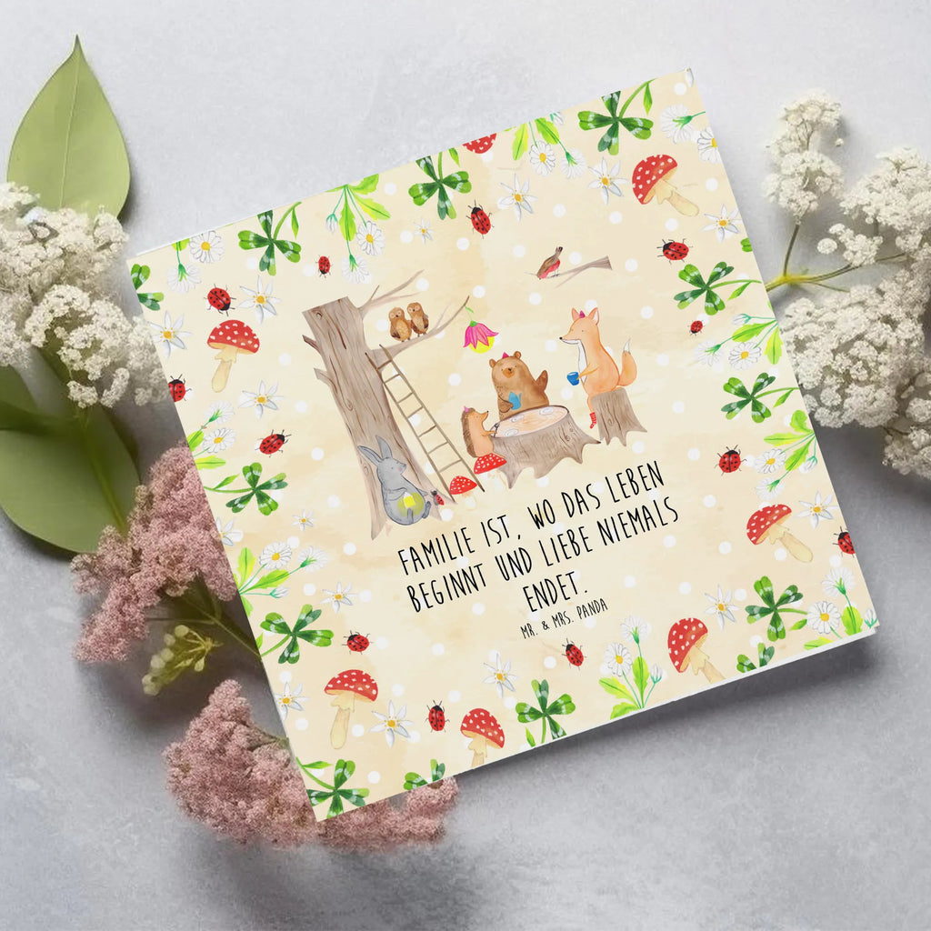 Deluxe Karte Waldtiere Picknick Klappkarte, Hochwertige Grußkarte, Hochwertige Klappkarte, Glückwunschkarte, Karte, Einladungskarte, Geburtstagskarte, Hochzeitskarte, Grußkarte, Tiermotive, Gute Laune, lustige Sprüche, Tiere, Eichhörnchen, Fuchs, Waldtiere, Wald, Maus, Hase, Igel, Picknick