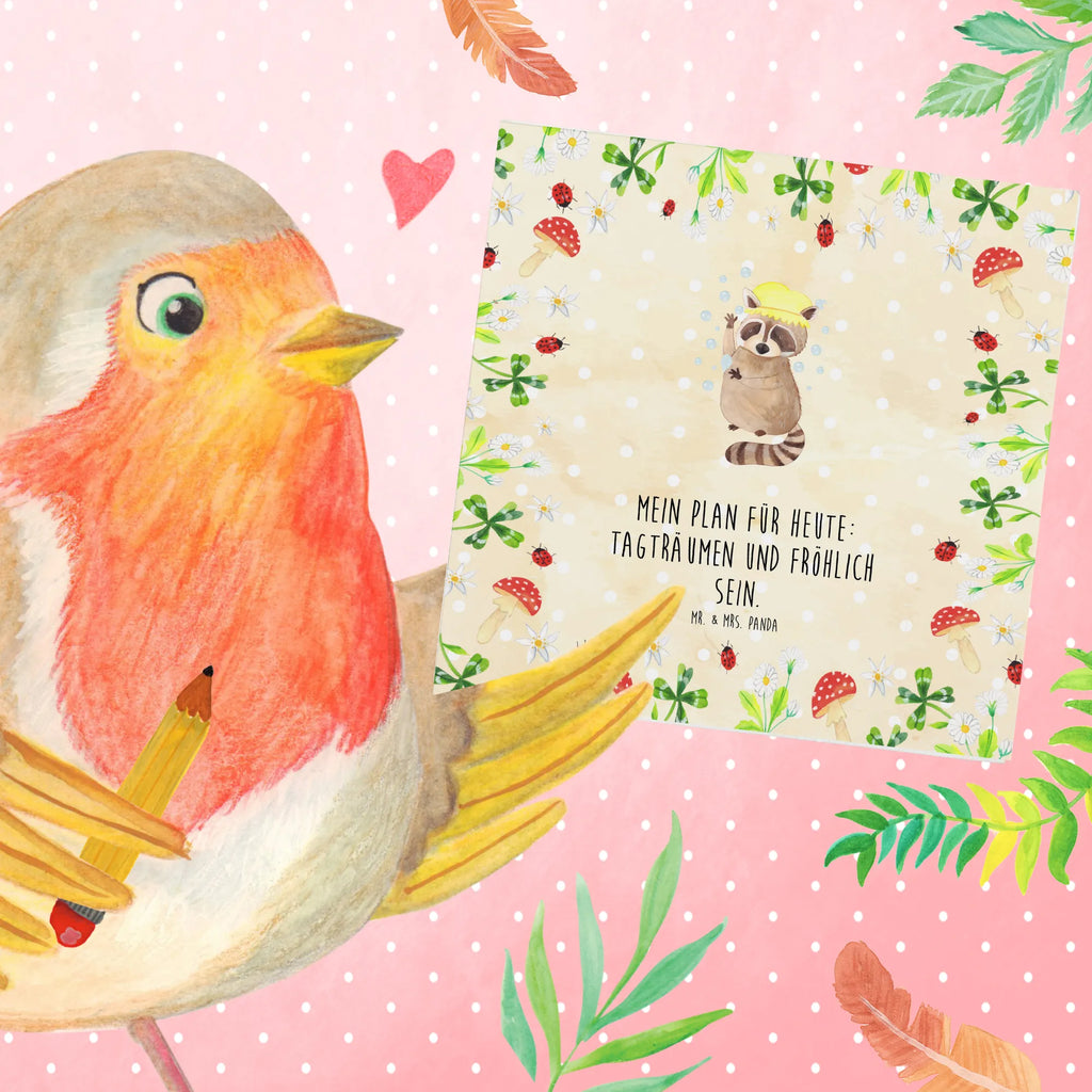 Deluxe Karte Waschbär Einladungskarte, Geburtstagskarte, Hochwertige Klappkarte, Klappkarte, Karte, Grußkarte, Hochzeitskarte, Hochwertige Grußkarte, Glückwunschkarte, Tiermotive, Gute Laune, lustige Sprüche, Tiere, Tagträumen, Waschbär, Seifenblasen, Fröhlich, waschen, Plan