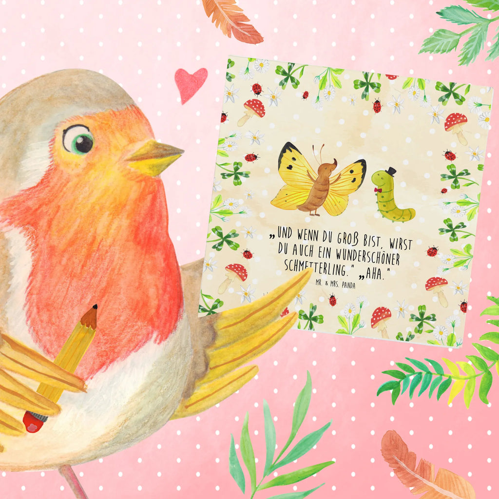 Deluxe Karte Raupe Schmetterling Grußkarte, Hochzeitskarte, Karte, Glückwunschkarte, Klappkarte, Geburtstagskarte, Einladungskarte, Hochwertige Grußkarte, Hochwertige Klappkarte, Tiermotive, Gute Laune, lustige Sprüche, Tiere, Schmetterling, Hut, Entwicklung, Schönheit, Kokon, Zitronenfalter, Hütchen, Erwachsen werden, Aufwachsen, Raupe