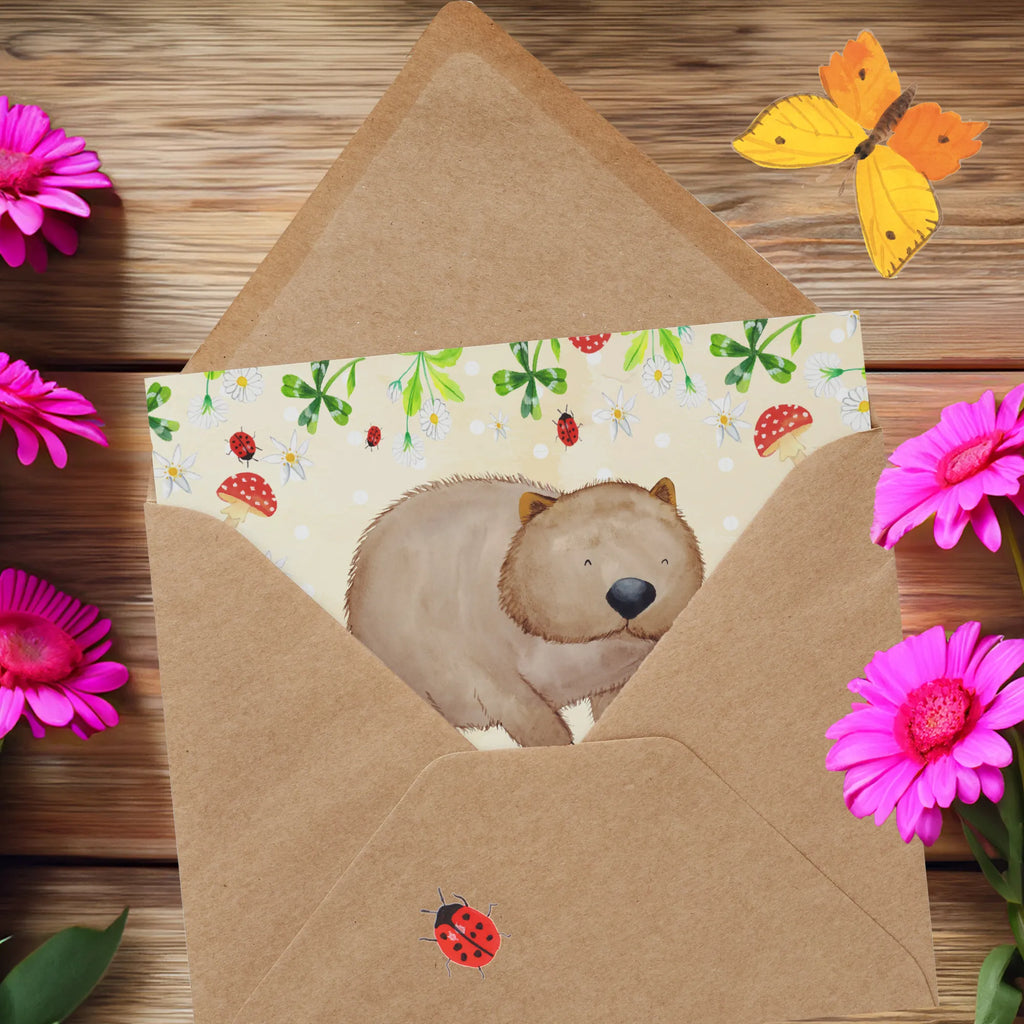 Deluxe Karte Wombat Hochzeitskarte, Einladungskarte, Geburtstagskarte, Glückwunschkarte, Karte, Grußkarte, Hochwertige Grußkarte, Hochwertige Klappkarte, Klappkarte, Tiermotive, Gute Laune, lustige Sprüche, Tiere, Motivation, Wombat, Spruch, Das Leben ist schön, Australien