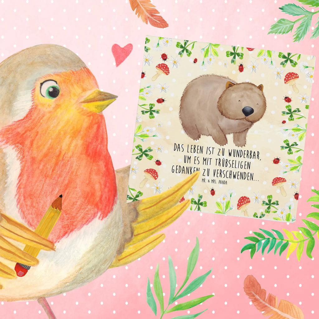 Deluxe Karte Wombat Hochzeitskarte, Einladungskarte, Geburtstagskarte, Glückwunschkarte, Karte, Grußkarte, Hochwertige Grußkarte, Hochwertige Klappkarte, Klappkarte, Tiermotive, Gute Laune, lustige Sprüche, Tiere, Motivation, Wombat, Spruch, Das Leben ist schön, Australien