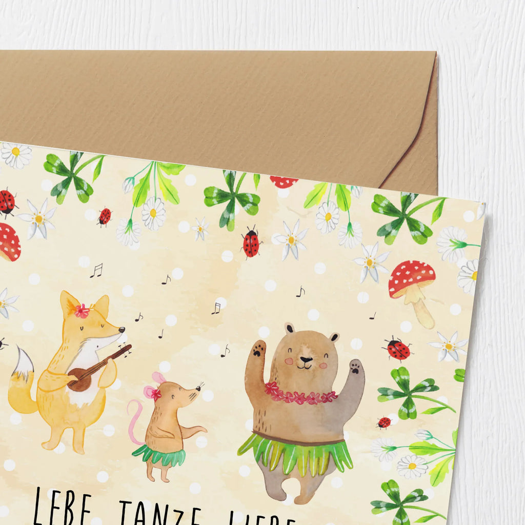 Deluxe Karte Waldtiere Aloha Glückwunschkarte, Grußkarte, Hochzeitskarte, Hochwertige Klappkarte, Hochwertige Grußkarte, Karte, Klappkarte, Geburtstagskarte, Einladungskarte, Tiermotive, Gute Laune, lustige Sprüche, Tiere, Bär, Waldtiere, Hase, Lachen, Leben, Tanzen, Musik, Igel, Wald, Aloha