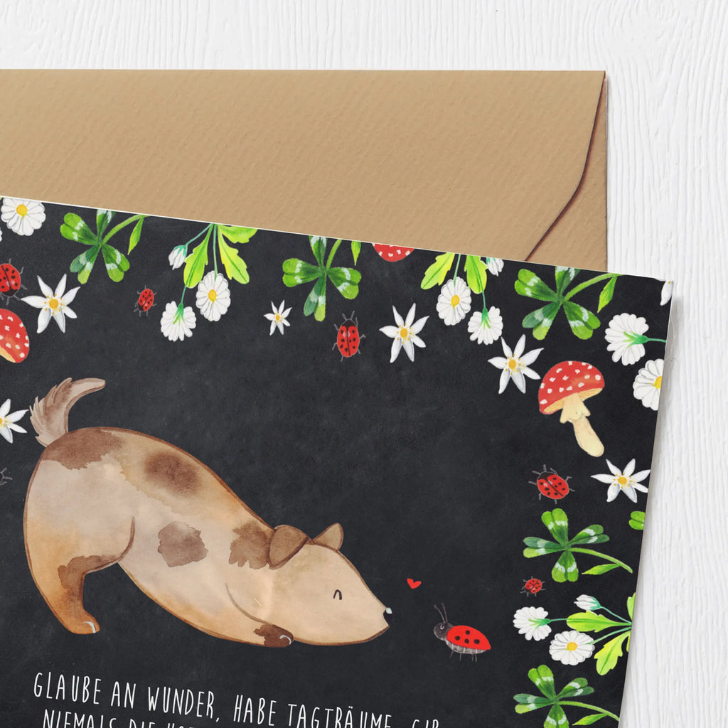 Deluxe Karte Hund Marienkäfer Hochzeitskarte, Hochwertige Klappkarte, Hochwertige Grußkarte, Klappkarte, Einladungskarte, Karte, Geburtstagskarte, Glückwunschkarte, Grußkarte, Hund, Hundemotiv, Haustier, Hunderasse, Tierliebhaber, Hundebesitzer, Sprüche, Marienkäfer, Mischlinghund, Hundespruch, Hunde, Mischling