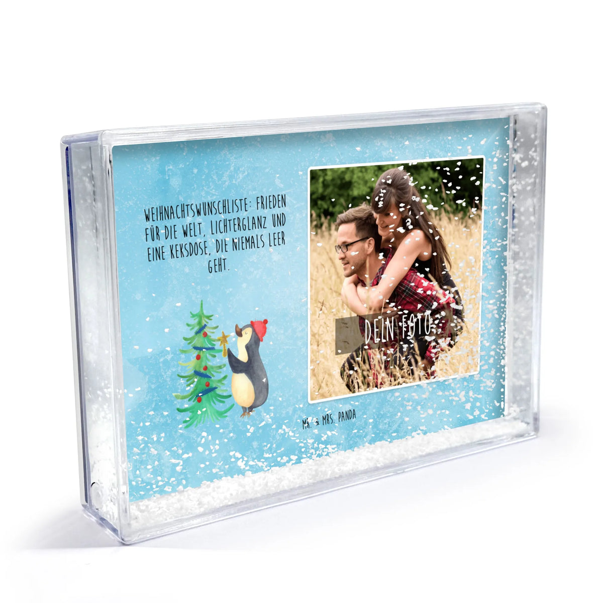 Shake Frame with Photo penguin Christmas tree Christmas time, snow