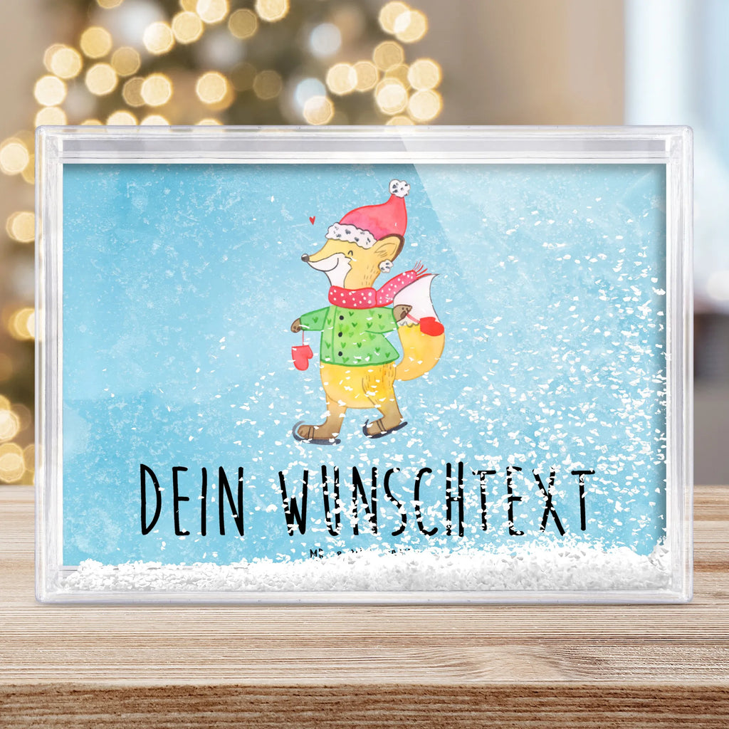 Personalisierter Schüttelrahmen Fuchs  Schlittschuhe Winter, Weihnachten, Weihnachtsdeko, Nikolaus, Advent, Heiligabend, Wintermotiv, Weihnachtsbaum, Weihnachtszeit, Tannenbaum, Weihnachtsmann, Weihnachtstage