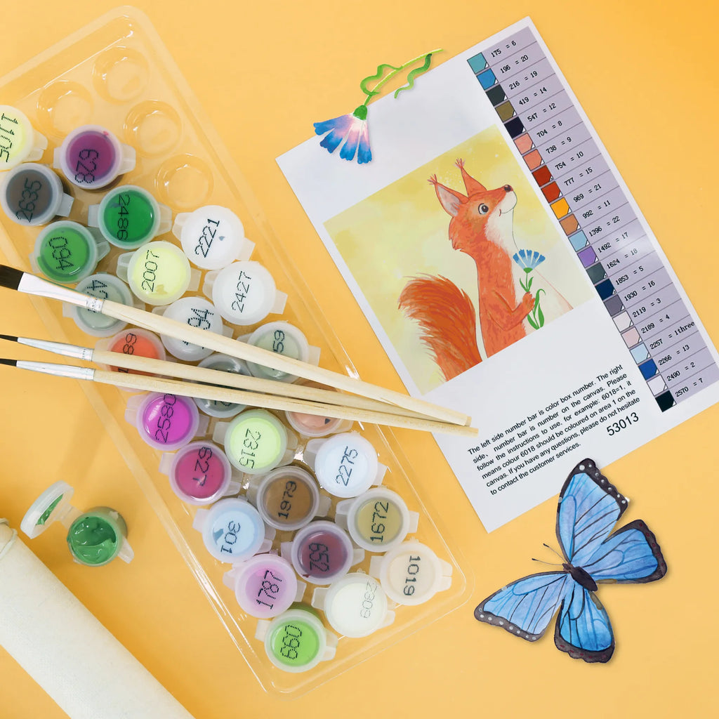 Paint by Numbers cut off Squirrel flower Motiv small animals, cute, funny, cute animal motives, hand drawn, small world, funny sayings, good mood, happy, gifts, gift ideas, special gifts, animal lover, card, fun, positive saying, Squirrel, laughter, happy saying, saying decoration, squirrel, motivation sayings, motivation pictures