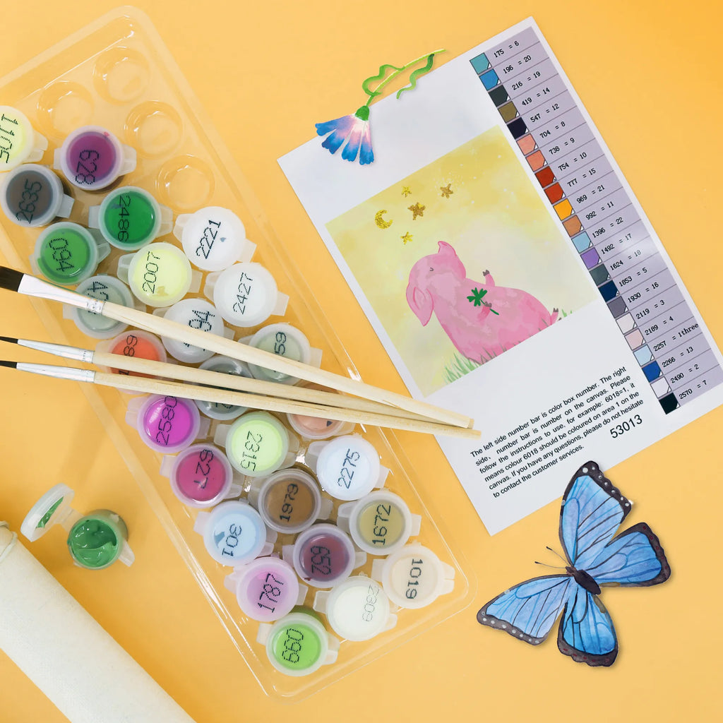 Paint by Numbers cut off Pig Luck Motiv Malen nach Zahlen, Kunstwerk, Ausmalbild, Tiermotive, Gute Laune, lustige Sprüche, Tiere, Sterne, Schweinchen, Sernchen, Schwein, Ziele, Träume, Glücksschwein. Glück, Glücksbringer, Motivation