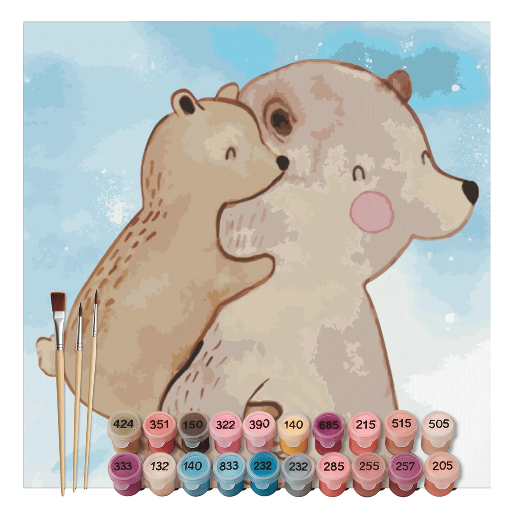 Malowanie według numerów odcięty Tata Niedźwiedź Motiv Kunstwerk, Malen nach Zahlen, Ausmalbild, Familie, Vatertag, Muttertag, Bruder, Schwester, Mama, Papa, Oma, Opa, Vater, Onkel, Papi, Vati, Geschenk, Geburtstag