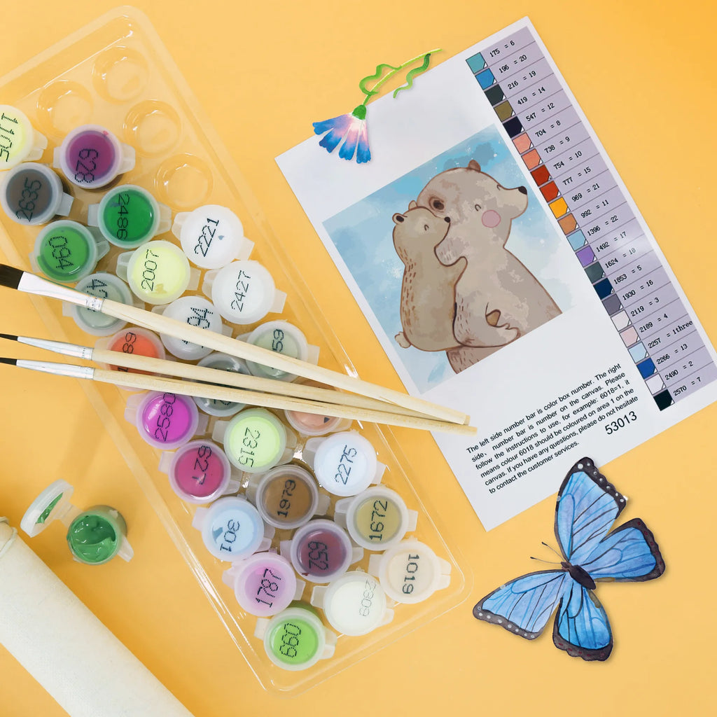 Malowanie według numerów odcięty Tata Niedźwiedź Motiv Kunstwerk, Malen nach Zahlen, Ausmalbild, Familie, Vatertag, Muttertag, Bruder, Schwester, Mama, Papa, Oma, Opa, Vater, Onkel, Papi, Vati, Geschenk, Geburtstag